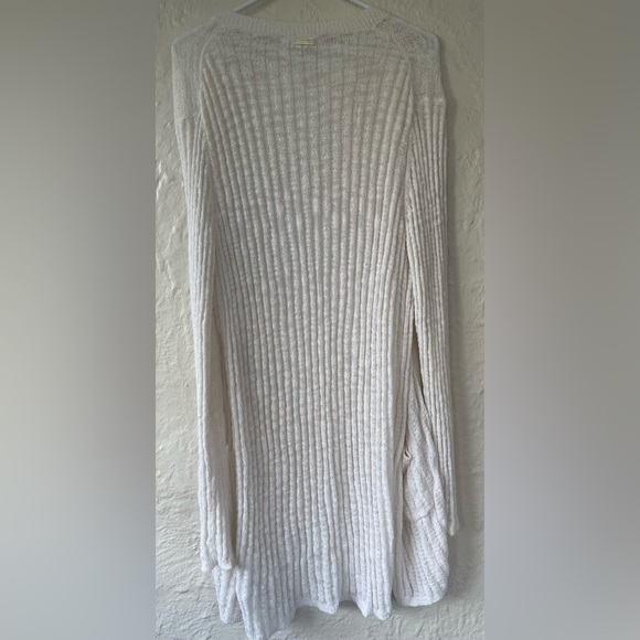 Michael Michael Kors Cream Ribbed-Panel Shawl Collar Cardigan, Pockets; size XL - Picture 6 of 6